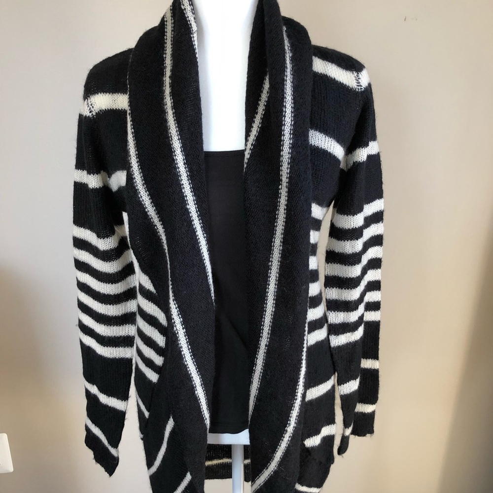 Stripe knit scarf cardigan